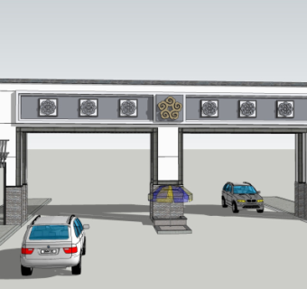 中式牌坊大门免费su模型
