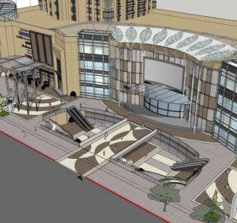 现代商业街su模型