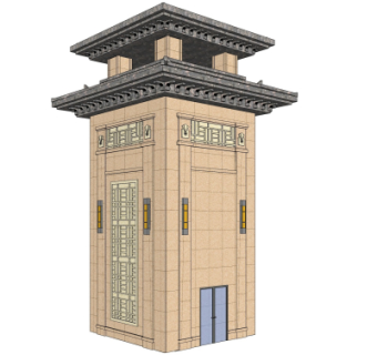 中式塔楼免费su模型