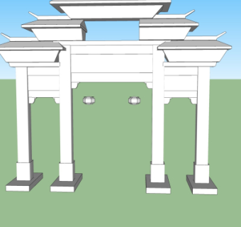 中式牌坊大门免费su模型