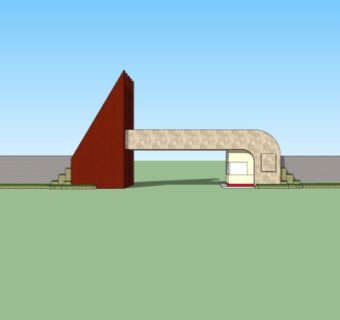 现代小区大门su模型
