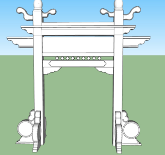 中式牌坊大门免费su模型