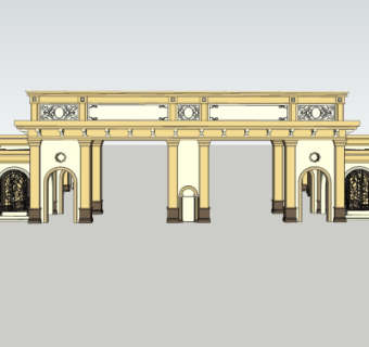 欧式小区入户门su模型