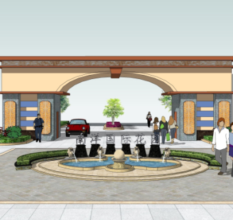 欧式小区入户门su模型