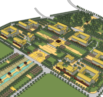 现代小区规划su模型