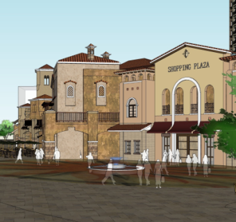 欧式沿街商业建筑su模型