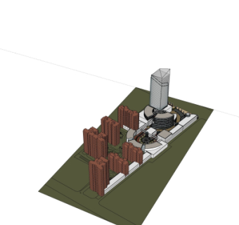 现代高层住宅鸟瞰规划su模型