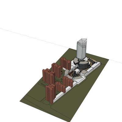 现代高层住宅鸟瞰规划su模型