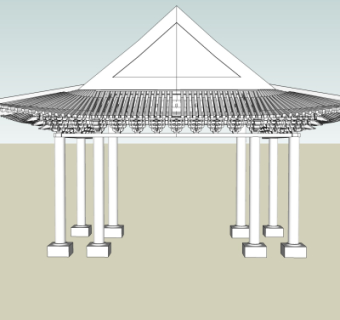 中式牌坊大门免费su模型