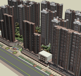 现代小区规划su模型