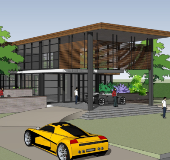 新中式办公楼su模型