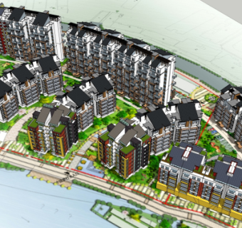 现代小区规划su模型