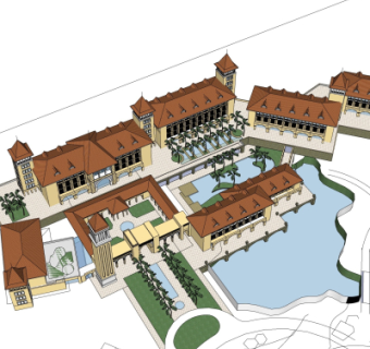 现代酒店鸟瞰规划su模型