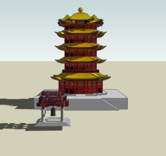 中式黄鹤楼su模型