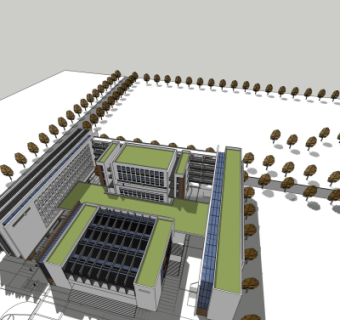 现代学校鸟瞰规划su模型