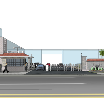 简欧政府门头su模型