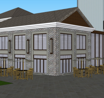 新中式沿街商业建筑su模型