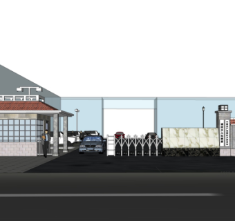 现代政府门头su模型