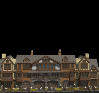 欧式酒店外观su模型