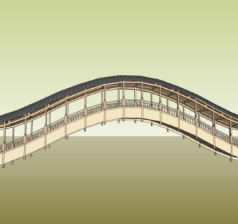 中式木桥免费su模型