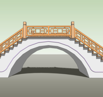 中式石拱桥免费su模型