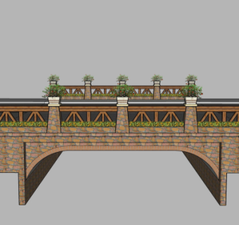 现代石拱桥免费su模型
