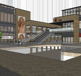 现代商业街su模型