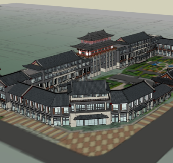 中式庭院建筑su模型