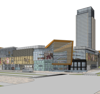 现代商业广场su模型