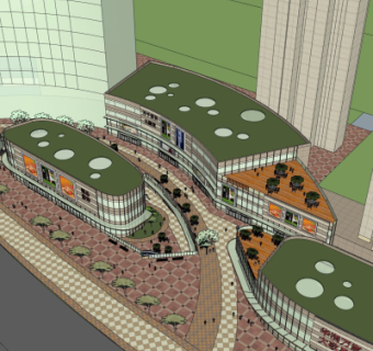 现代商业街su模型