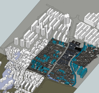 现代办公楼鸟瞰规划su模型