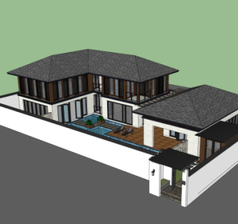 中式庭院建筑su模型