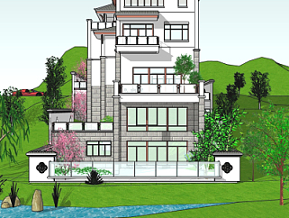 <em>中式高层住宅</em>外观su模型