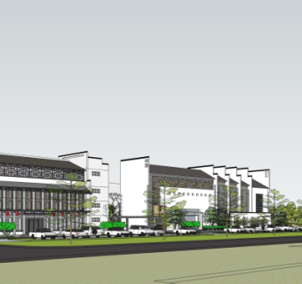 新中式商业会所su模型