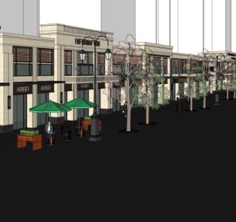 新古典沿街商业建筑su模型