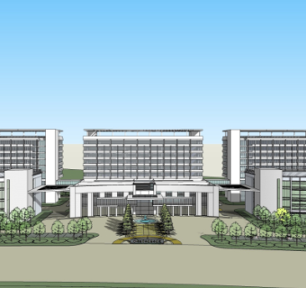 现代医院外观su模型