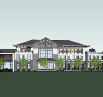 新中式酒店su模型