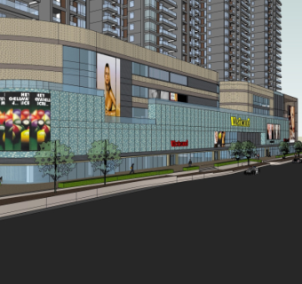 现代沿街商业建筑su模型