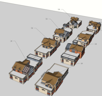中式商业街鸟瞰规划su模型