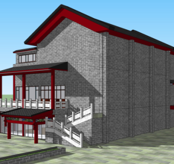 中式建筑外观su模型