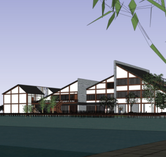 新中式商业会所su模型