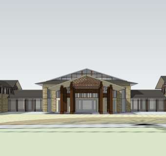 新中式酒店su模型