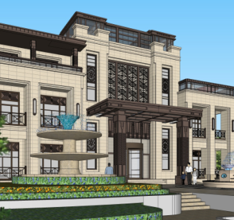 新中式酒店su模型