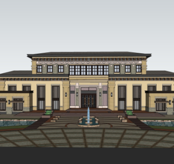 新中式酒店su模型