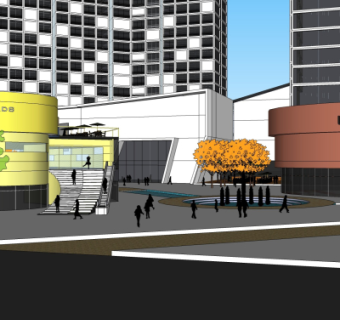 现代商业街su模型