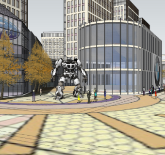 现代商业街su模型