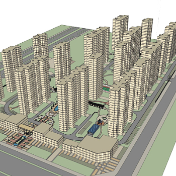 现代小区规划su模型
