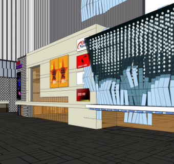 现代商业广场su模型