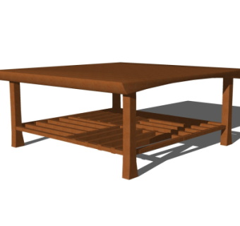 中式实木茶几su模型