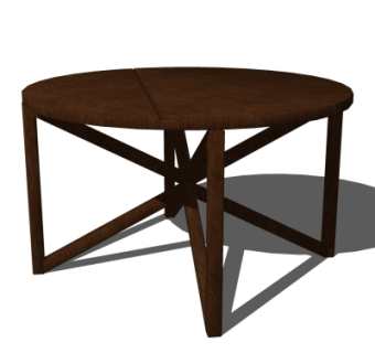 中式实木圆几su模型